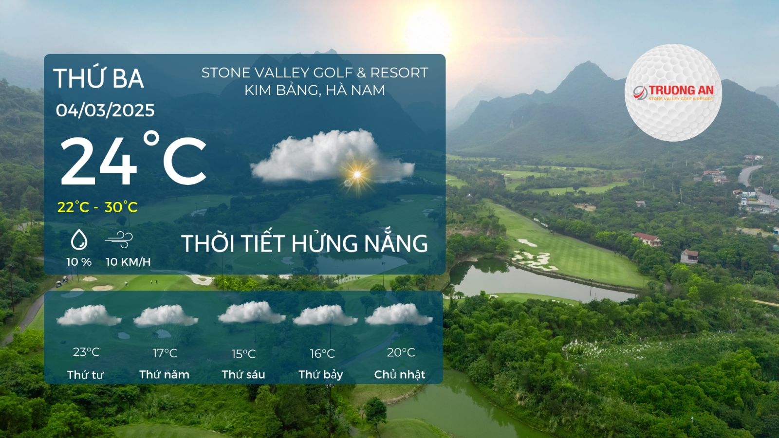 Thời tiết tại Stone Valley Golf & Resort ngày 4/3 đã bắt đầu hửng nắng trở lại.